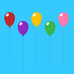 Vector illustration of colorful balloons, in a flat style