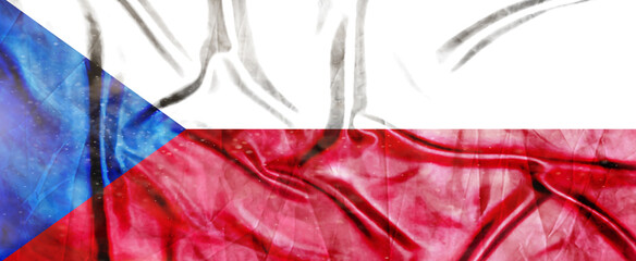 Czechia flag, Realistic waving fabric flag, Flag Background texture, 3d illustration.