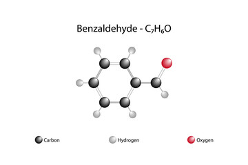 Molecular formula of benzaldehyde. Benzaldehyde is the simplest member of the aromatic aldehydes. It is obtained from bitter almond and synthetically by hydrolysis of benzal chloride.