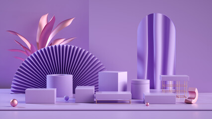 Creative drawing of 3D rendering background simulation scene product display platform