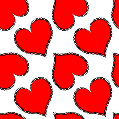 hearts made of fabric, patchwork sewing. Design element - love, valentine, patchwork