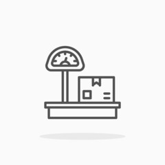 Obraz premium Weight Scale Cardboard icon. Editable Stroke and pixel perfect. Outline style. Vector illustration. Enjoy this icon for your project.