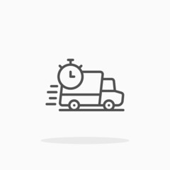 Fast Delivery Truck icon. Editable Stroke and pixel perfect. Outline style. Vector illustration. Enjoy this icon for your project.