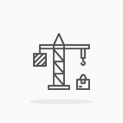 Crane cardboard icon. Editable Stroke and pixel perfect. Outline style. Vector illustration. Enjoy this icon for your project.