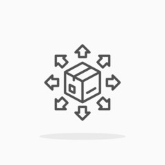 Obraz premium Distribution icon. Editable Stroke and pixel perfect. Outline style. Vector illustration. Enjoy this icon for your project.