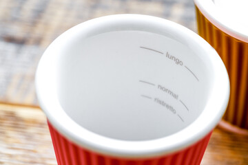 empty coffee cup on a wooden table