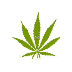 marijuana leaf character is experiencing joy. vector illustration of marijuana character on white background in cartoon style. For registration of retail outlets