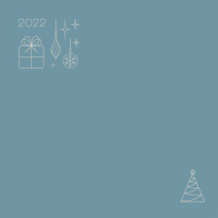 Stylish designer gift, Christmas tree decoration, Christmas tree and snowflake with copy space, greeting card concept, flat thin lines vector