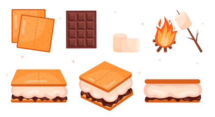 Cute Hand drawn s'mores dessert