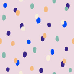 Seamless colorful polka dot pattern. Vector abstract background with hand drawn spots.