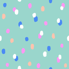 Seamless colorful polka dot pattern. Vector abstract background with hand drawn spots.