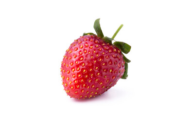 Ripe strawberry isolated on white background close up image.