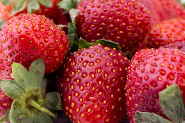 Ripe sweet strawberry background close  up image. Summer sweet fruit background.