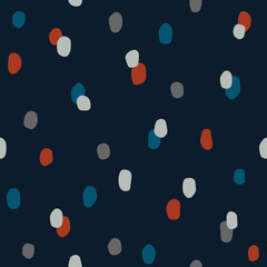 Seamless colorful polka dot pattern. Vector abstract background with hand drawn spots.