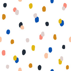 Seamless colorful polka dot pattern. Vector abstract background with hand drawn spots.