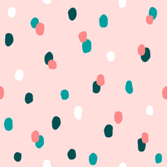 Seamless colorful polka dot pattern. Vector abstract background with hand drawn spots.