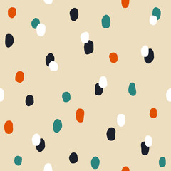 Seamless colorful polka dot pattern. Vector abstract background with hand drawn spots.