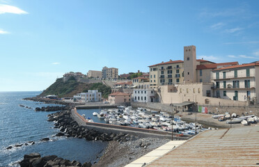 The old harbour of Piombino, Tuscany, Italy