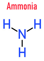 Ammonia, NH3, molecule. Skeletal formula.
