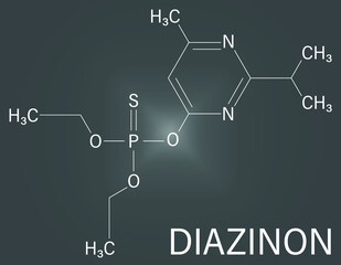 Diazinon or dimpylate organophosphate insecticide molecule. Skeletal formula.