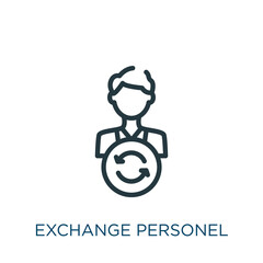 exchange personel thin line icon. signboard, bright linear icons from user interface concept isolated outline sign. Vector illustration symbol element for web design and apps.. - obrazy, fototapety, plakaty