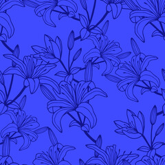 Lily flowers seamless pattern. Vector stock illustration eps10. 