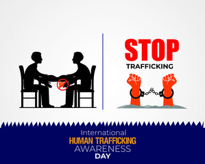 National Human Trafficking Awareness Day. January 11. Template for background, banner, card, poster with text inscription. Vector illustration.
