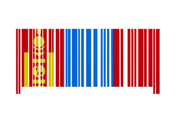 World countries. Bar code decorative on white background. Made in Mongolia