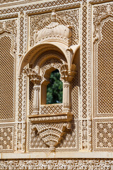 Indian ornament on wall of palace in Jaisalmer fort, India