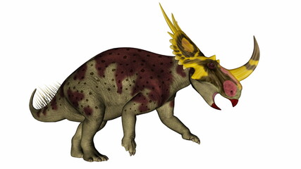 Rubeosaurus dinosaur standing and roaring - 3D render