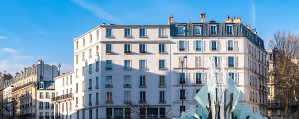 Paris, beautiful buildings, place Gambetta in the 20e district
