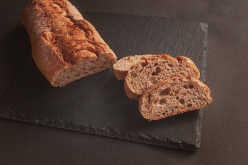 Wrapping crunchy french baguettes food photography with place for text