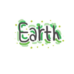  Handwriting with green color of earth word