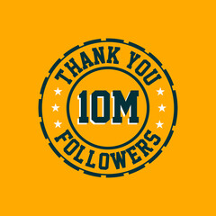 Thank you 10000000 Followers celebration, Greeting card for 10m social followers.