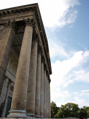 Huge pillars of the basilica in Esztergom from below