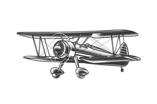 Original monochrome vector illustration. An old screw plane in vintage style.