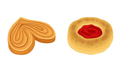 Puff buns for bakery menu set. Delicious bakery assortment vector illustration