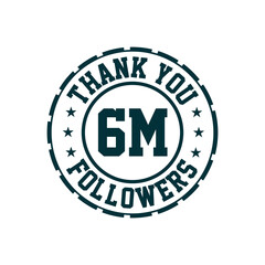 Thank you 6m Followers celebration, Greeting card for 6000000 social followers.