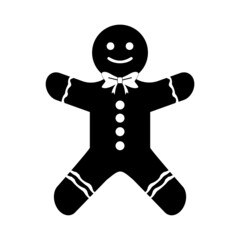 Gingerbread man Black vector icon on white background
