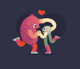 Perfect couple - flat vector illustration of perfect match