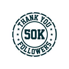 Thank you 50k Followers celebration, Greeting card for 50000 social followers.