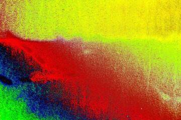 Stuck snow on the glass, changed colors, colorful background