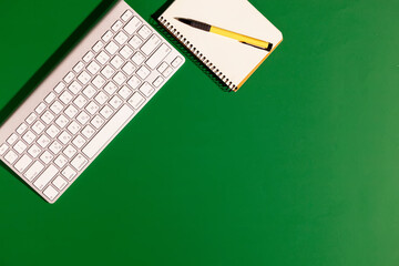 Items for business in the office on a bright, colored background. 