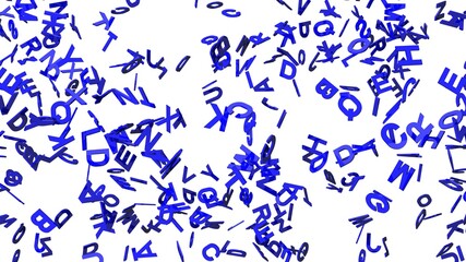 Blue alphabets on white background.
3D abstract illustration for background.