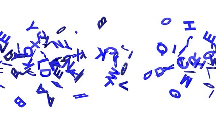 Blue alphabets on white background.
3D abstract illustration for background.