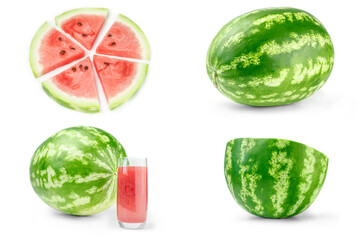 Collage of Fresh watermelon isolated on a white background
