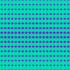 Vector abstract geometric halftone seamless pattern with diamond shapes, fade rhombuses, mesh, grid. Sport style background. Neon colors, bright purple and turquoise texture. Funky design for kids