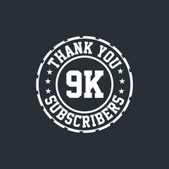 Thank you 9000 Subscribers celebration, Greeting card for 9k social Subscribers.
