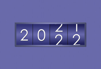 2021 2022 countdown timer isolated on blue background. Happy new year and Merry christmas