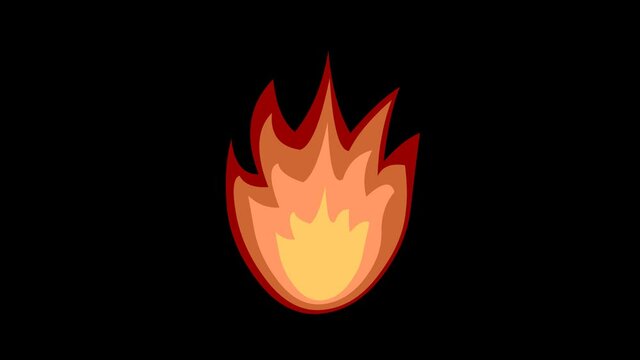 Loop animation of a fire flame moving, on a transparent background